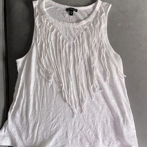 Express White Fringy Tank BOHO